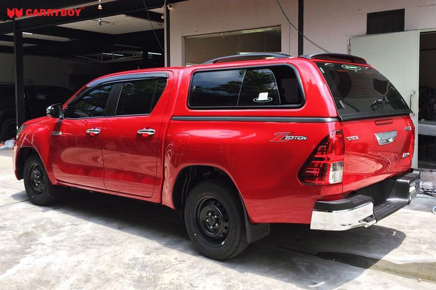 CARRYBOY GFK Hardtop 560-TRD mit Schiebefenster Toyota Hilux Revo Invincible Doppelkabine einfacher Einbau ohne Bohren