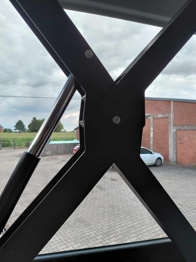 metallrahmen, X-förmige konstruktion, Druckzylinder, schwarz,