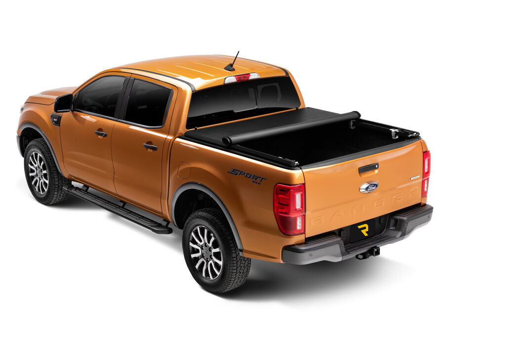 NOVISauto Laderaumabdeckung Plane zum Rollen TruXport auf Ford Ranger Doppelkabine 2023+ aufgerollt