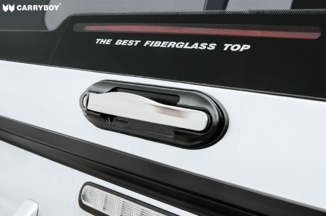 CARRYBOY Hardtop 840oS mit Überhöhe für Ford Ranger Extrakabine 2012+ Chrom Handgriff Hecktüre
