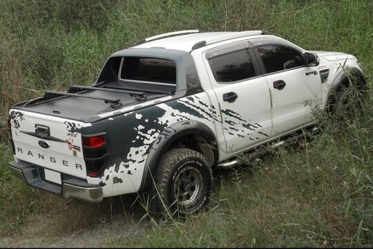 Ford Ranger Doppelkabine Laderaumabdeckung Rollo mit Querträgern 789F, silber oder schwarz