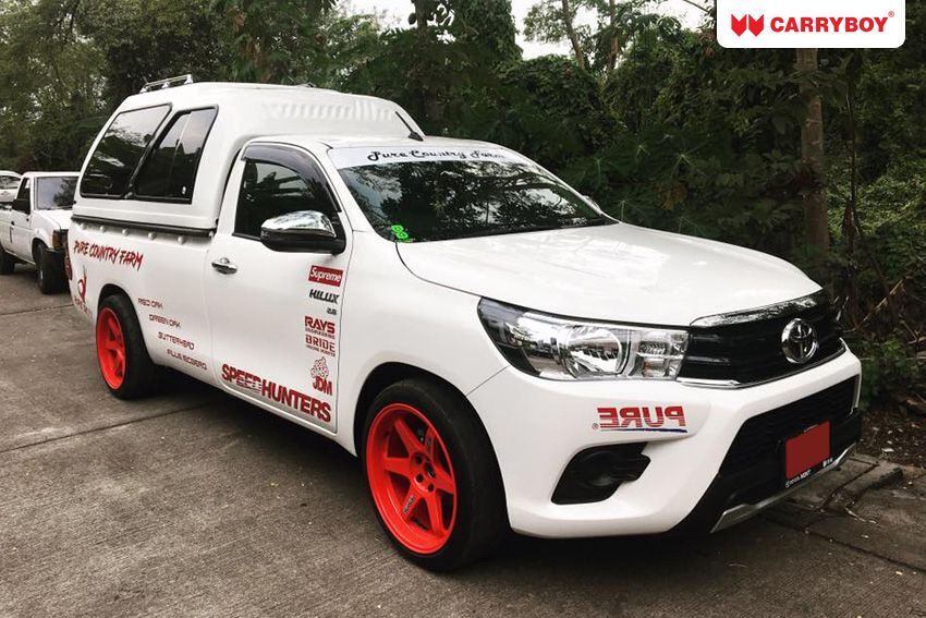 CARRYBOY Hardtop mit Überhöhe 840-TRL Toyota Hilux Singlecab Einzelkabine seitliche Schiebefenster GFK Hardtop extrem robust