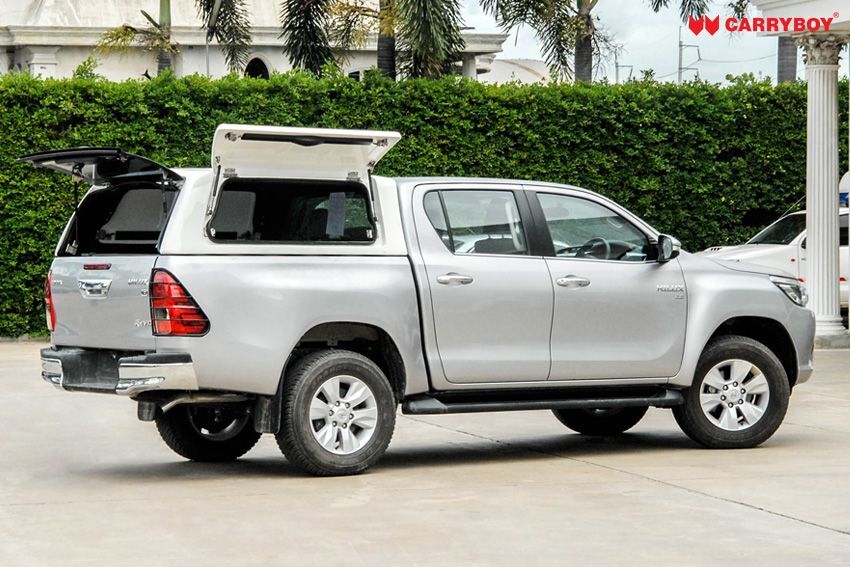 CARRYBOY Gewerbehardtop robustes GFK WM-TRD Toyota Hilux Doppelkabine Revo Invincible geschlossene große Seitenklappen