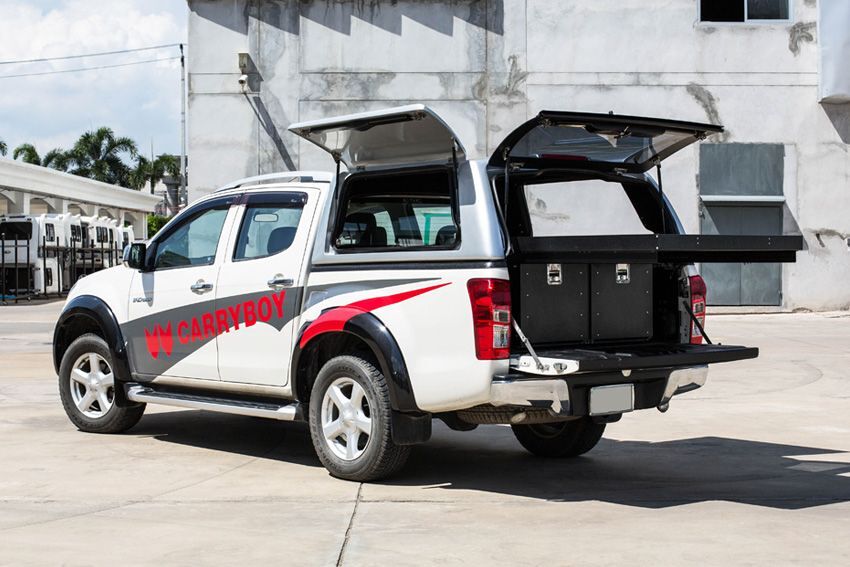 CARRYBOY Gewerbehardtop mit Fluegelklappe Isuzu D-Max 2012-2020 Doppelkabine WM-IRD mit Schubladen