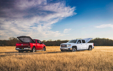 pickup, truck, laderaumabdeckung, lackiert, lifestyle, vergleich vorne hinten