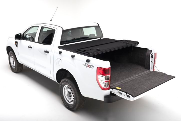 NOVISauto Laderaumabdeckung zum Falten Trifold SOLIDFOLD Ford Ranger Doppelkabine 2012+ kombinierbar mit Zubehör