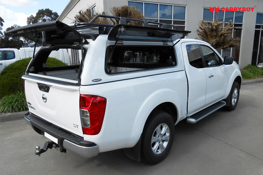 CARRYBOY Hardtop mit seitlichen Klappfenstern Nissan Navara Kingcab 2016+ große seitliche Glasklappen getönt gleichschließend