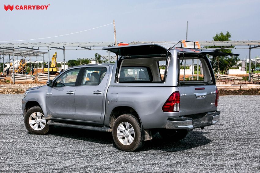 CARRYBOY stabiles GFK Hardtop Gewerbehardtop Überhöhe seitliche Klappen WMH-TRD Toyota Hilux Doppelkabine Revo Invincible Flügelklappen Seitenklappen