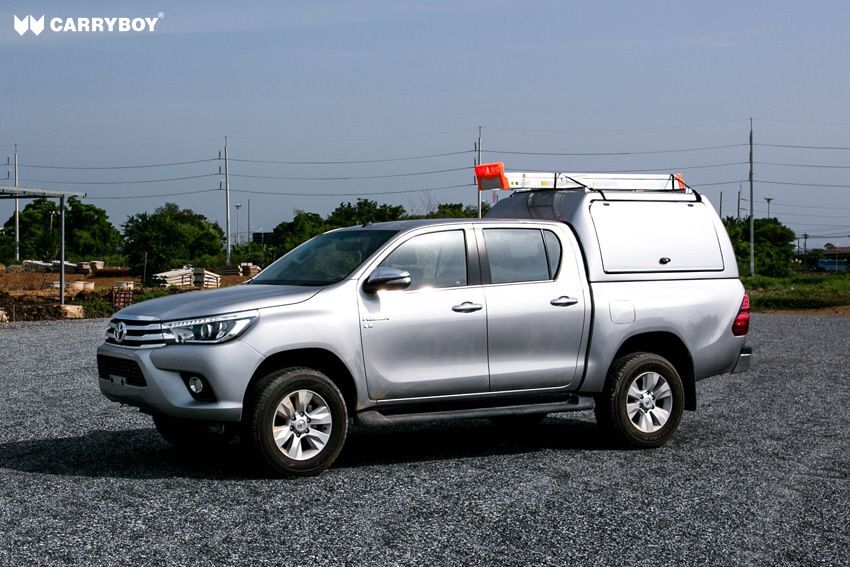 CARRYBOY stabiles GFK Hardtop Gewerbehardtop Überhöhe seitliche Klappen WMH-TRD Toyota Hilux Doppelkabine Revo Invincible