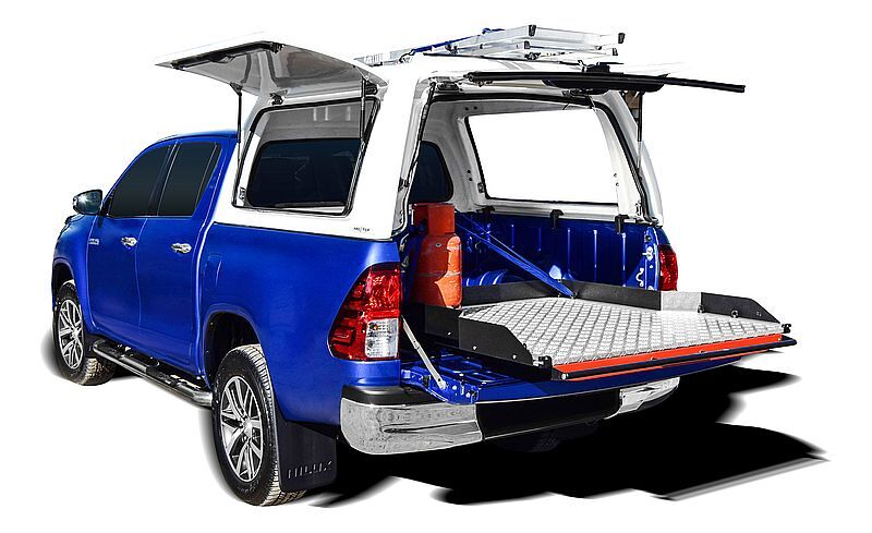 CARRYBOY Ladebodenauszug ausziehbarer Ladeboden 350kg Premium Aluminium Vollbett Schublade weit herausziehbar