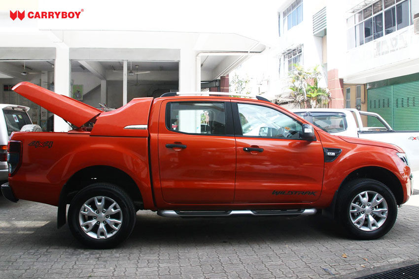 CARRYBOY Laderaumabdeckung Deckel Fullbox für Ford Ranger Doppelkabine 2012+ inklusive Sportbügel offen