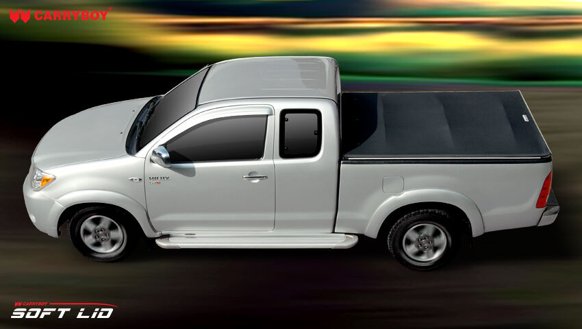 CARRYBOY Laderaumabdeckung Vinylplane mit Klettverschluss Toyota Hilux Vigo Extrakabine 2005-2015 Einbau mit Überkante wasserabweisend