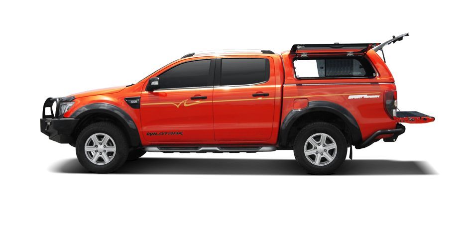 CARRYBOY GFK Hardtop SO56-FTD Schiebefenster Klappfenster Kombination mit neuem Design Ford Ranger Doppelkabine perfekte Passform mit Qualität und Design
