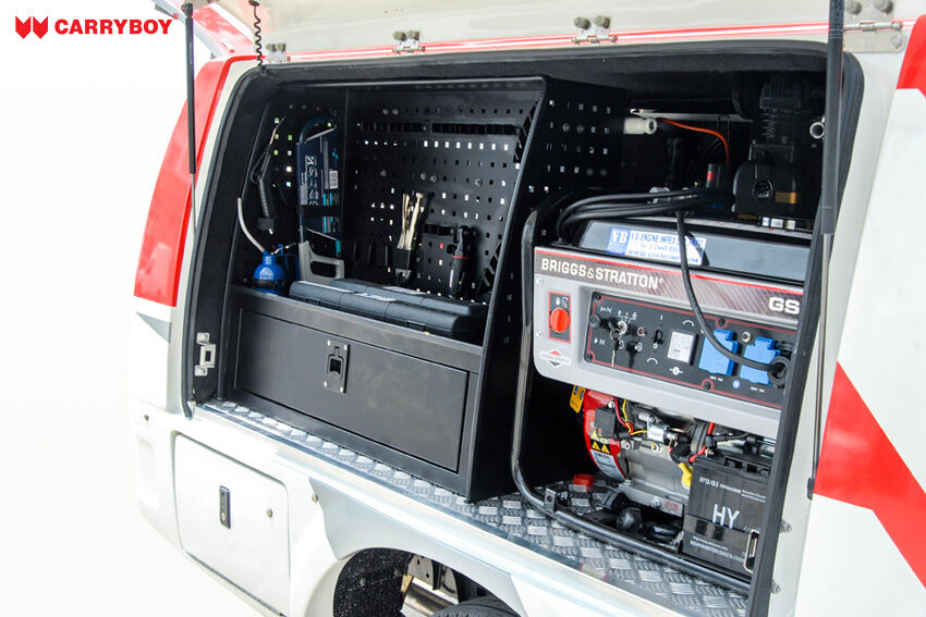 CARRYBOY Kofferaufbau CSV Zusatzausstattung Regale B mit Maschinen Ford Ranger Einzelkabine 2012+